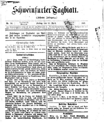 Schweinfurter Tagblatt Freitag 21. April 1865