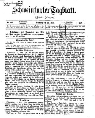 Schweinfurter Tagblatt Samstag 13. Mai 1865