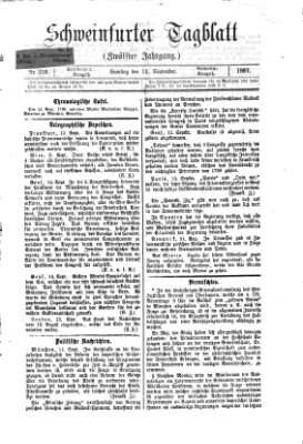 Schweinfurter Tagblatt Samstag 14. September 1867
