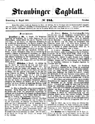 Straubinger Tagblatt Donnerstag 8. August 1861