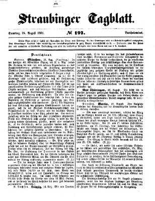 Straubinger Tagblatt Samstag 24. August 1861
