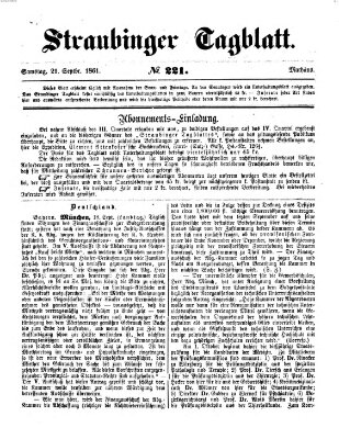 Straubinger Tagblatt Samstag 21. September 1861