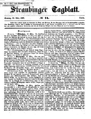 Straubinger Tagblatt Sonntag 30. März 1862
