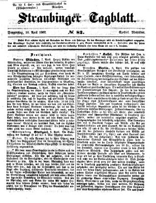 Straubinger Tagblatt Donnerstag 10. April 1862
