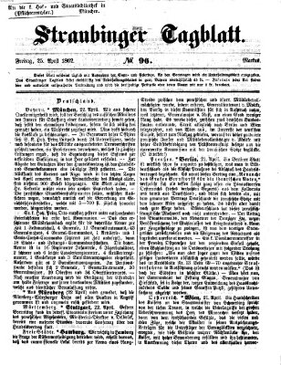 Straubinger Tagblatt Freitag 25. April 1862