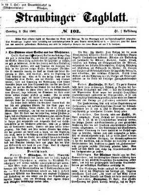 Straubinger Tagblatt Samstag 3. Mai 1862