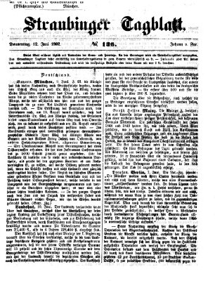 Straubinger Tagblatt Donnerstag 12. Juni 1862