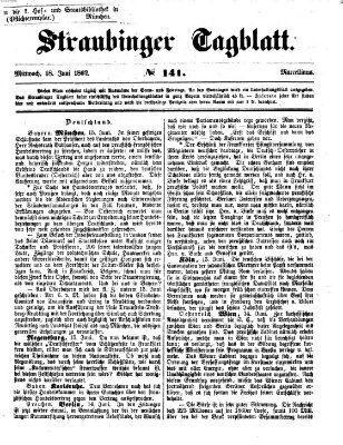 Straubinger Tagblatt Mittwoch 18. Juni 1862