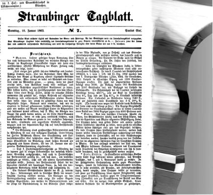 Straubinger Tagblatt Samstag 10. Januar 1863