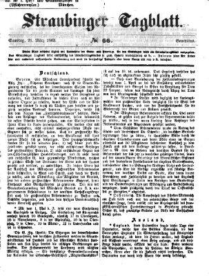 Straubinger Tagblatt Samstag 21. März 1863