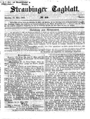 Straubinger Tagblatt Dienstag 24. März 1863