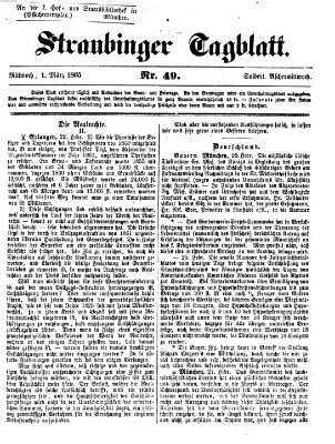 Straubinger Tagblatt Mittwoch 1. März 1865