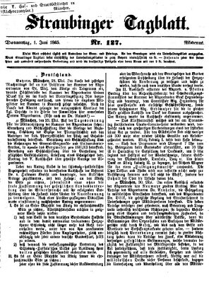 Straubinger Tagblatt Donnerstag 1. Juni 1865
