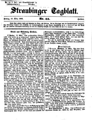 Straubinger Tagblatt Freitag 16. März 1866