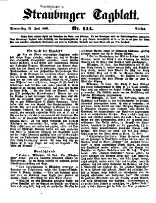 Straubinger Tagblatt Donnerstag 21. Juni 1866