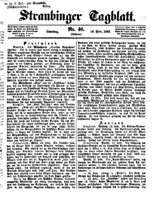 Straubinger Tagblatt Samstag 16. Februar 1867