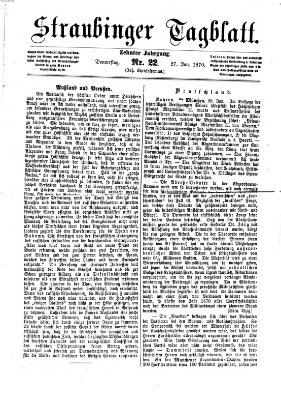 Straubinger Tagblatt Donnerstag 27. Januar 1870