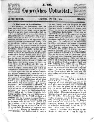 Bayerisches Volksblatt (Regensburger Morgenblatt) Dienstag 19. Juni 1849