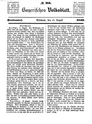 Bayerisches Volksblatt (Regensburger Morgenblatt) Mittwoch 15. August 1849