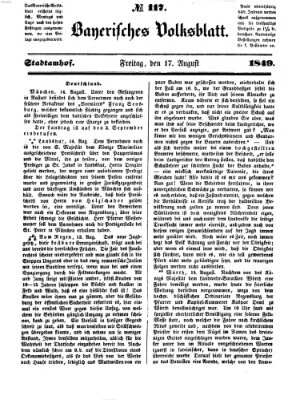 Bayerisches Volksblatt (Regensburger Morgenblatt) Freitag 17. August 1849