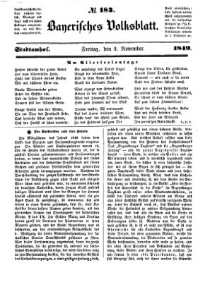 Bayerisches Volksblatt (Regensburger Morgenblatt) Freitag 2. November 1849
