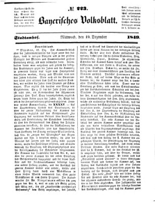 Bayerisches Volksblatt (Regensburger Morgenblatt) Mittwoch 19. Dezember 1849