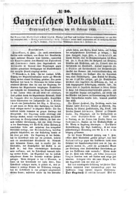 Bayerisches Volksblatt (Regensburger Morgenblatt) Sonntag 10. Februar 1850