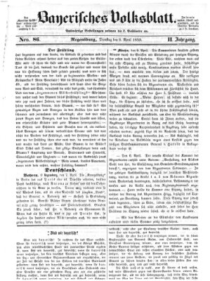 Bayerisches Volksblatt (Regensburger Morgenblatt) Dienstag 9. April 1850