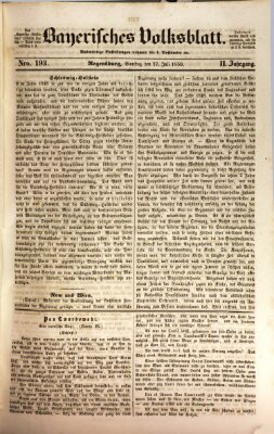 Bayerisches Volksblatt (Regensburger Morgenblatt) Samstag 27. Juli 1850