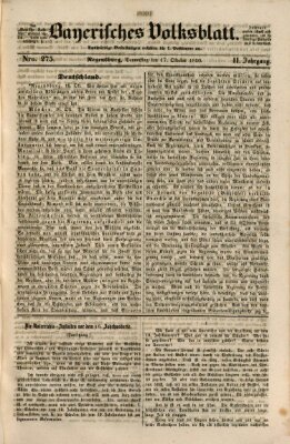 Bayerisches Volksblatt (Regensburger Morgenblatt) Donnerstag 17. Oktober 1850
