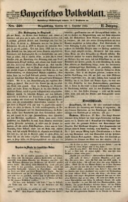 Bayerisches Volksblatt (Regensburger Morgenblatt) Sonntag 1. Dezember 1850