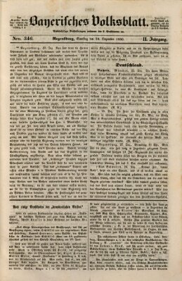 Bayerisches Volksblatt (Regensburger Morgenblatt) Samstag 28. Dezember 1850