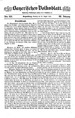 Bayerisches Volksblatt (Regensburger Morgenblatt) Samstag 23. August 1851