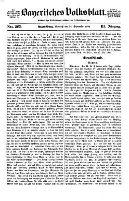 Bayerisches Volksblatt (Regensburger Morgenblatt) Mittwoch 24. September 1851