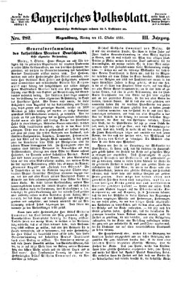Bayerisches Volksblatt (Regensburger Morgenblatt) Montag 13. Oktober 1851