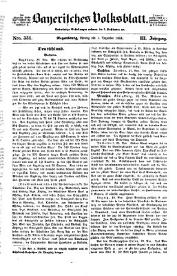 Bayerisches Volksblatt (Regensburger Morgenblatt) Montag 1. Dezember 1851