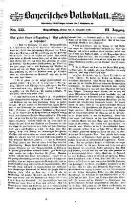 Bayerisches Volksblatt (Regensburger Morgenblatt) Freitag 5. Dezember 1851