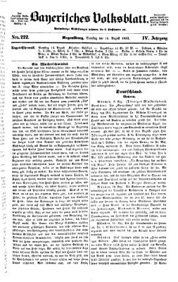 Bayerisches Volksblatt (Regensburger Morgenblatt) Samstag 14. August 1852