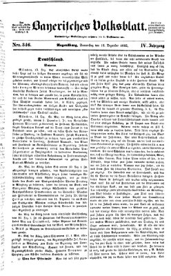 Bayerisches Volksblatt (Regensburger Morgenblatt) Donnerstag 16. Dezember 1852
