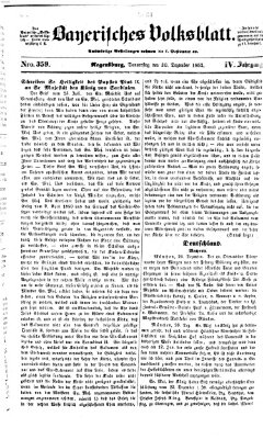 Bayerisches Volksblatt (Regensburger Morgenblatt) Donnerstag 30. Dezember 1852