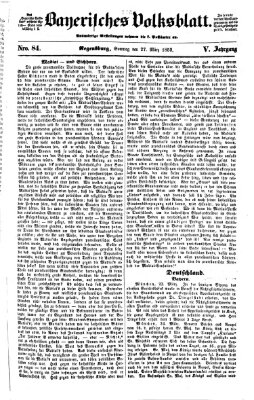 Bayerisches Volksblatt (Regensburger Morgenblatt) Sonntag 27. März 1853