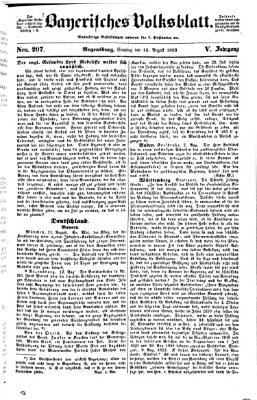 Bayerisches Volksblatt (Regensburger Morgenblatt) Sonntag 14. August 1853