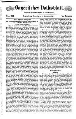 Bayerisches Volksblatt (Regensburger Morgenblatt) Donnerstag 1. September 1853