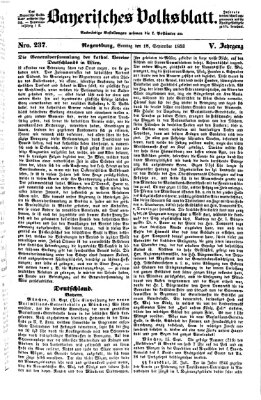Bayerisches Volksblatt (Regensburger Morgenblatt) Sonntag 18. September 1853