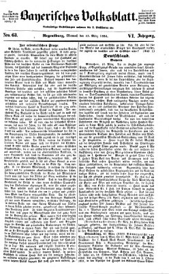 Bayerisches Volksblatt (Regensburger Morgenblatt) Mittwoch 15. März 1854