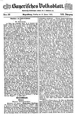 Bayerisches Volksblatt (Regensburger Morgenblatt) Samstag 13. Januar 1855