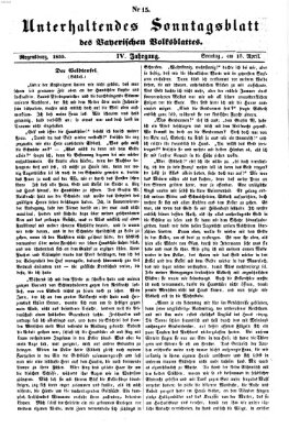 Bayerisches Volksblatt (Regensburger Morgenblatt) Sonntag 15. April 1855