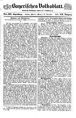 Bayerisches Volksblatt (Regensburger Morgenblatt) Samstag 22. September 1855