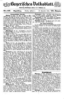 Bayerisches Volksblatt (Regensburger Morgenblatt) Samstag 29. September 1855