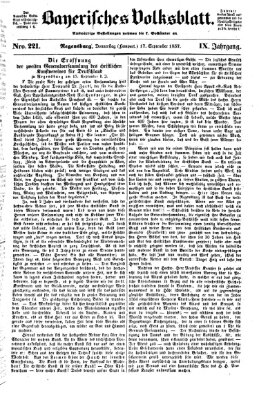Bayerisches Volksblatt (Regensburger Morgenblatt) Donnerstag 17. September 1857